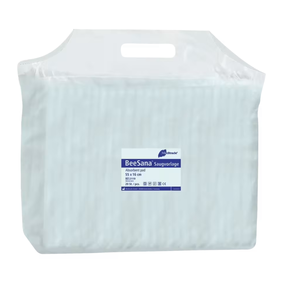Meditrade BeeSana Saugvorlage - Größe: 16 x 55 cm | Inhalt: 5 Packungen à 20 Stück (100 Stück)