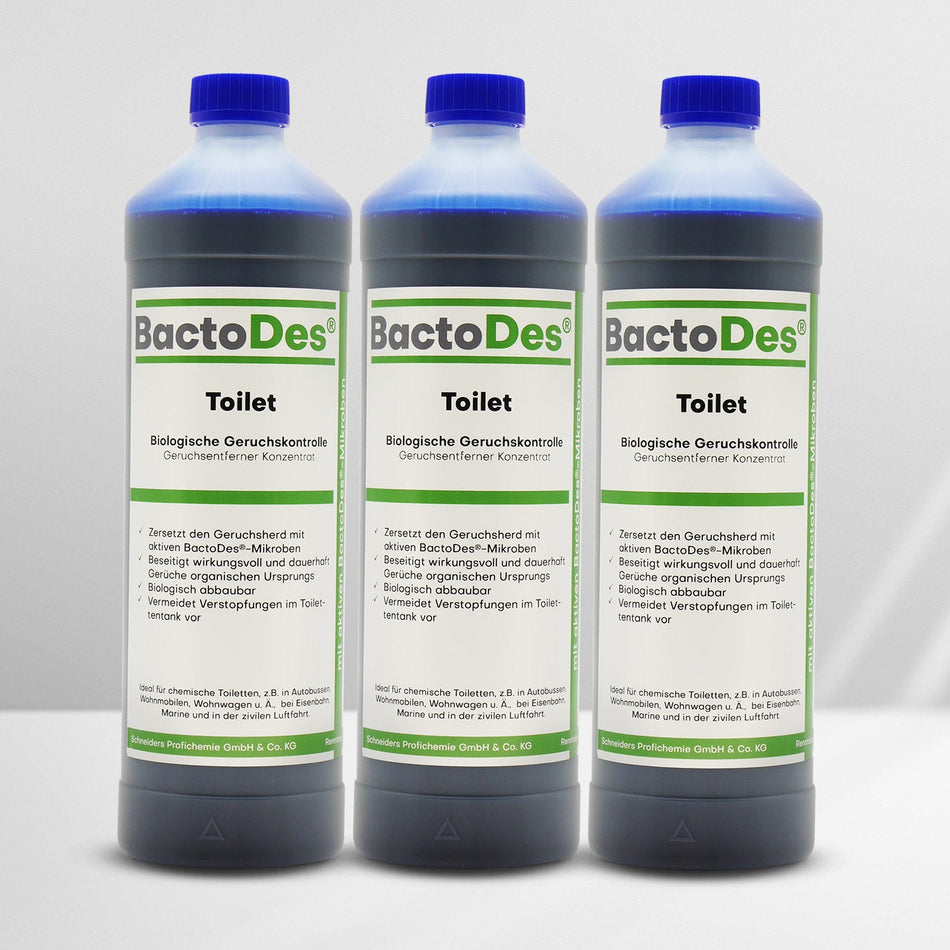 BactoDes® Toilet mikrobiologischer Geruchsentferner für Campingtoiletten 1L