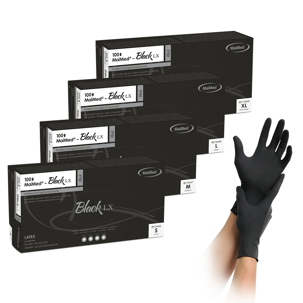 MaiMed® Black LX - Latex-Untersuchungshandschuh | Größe: S