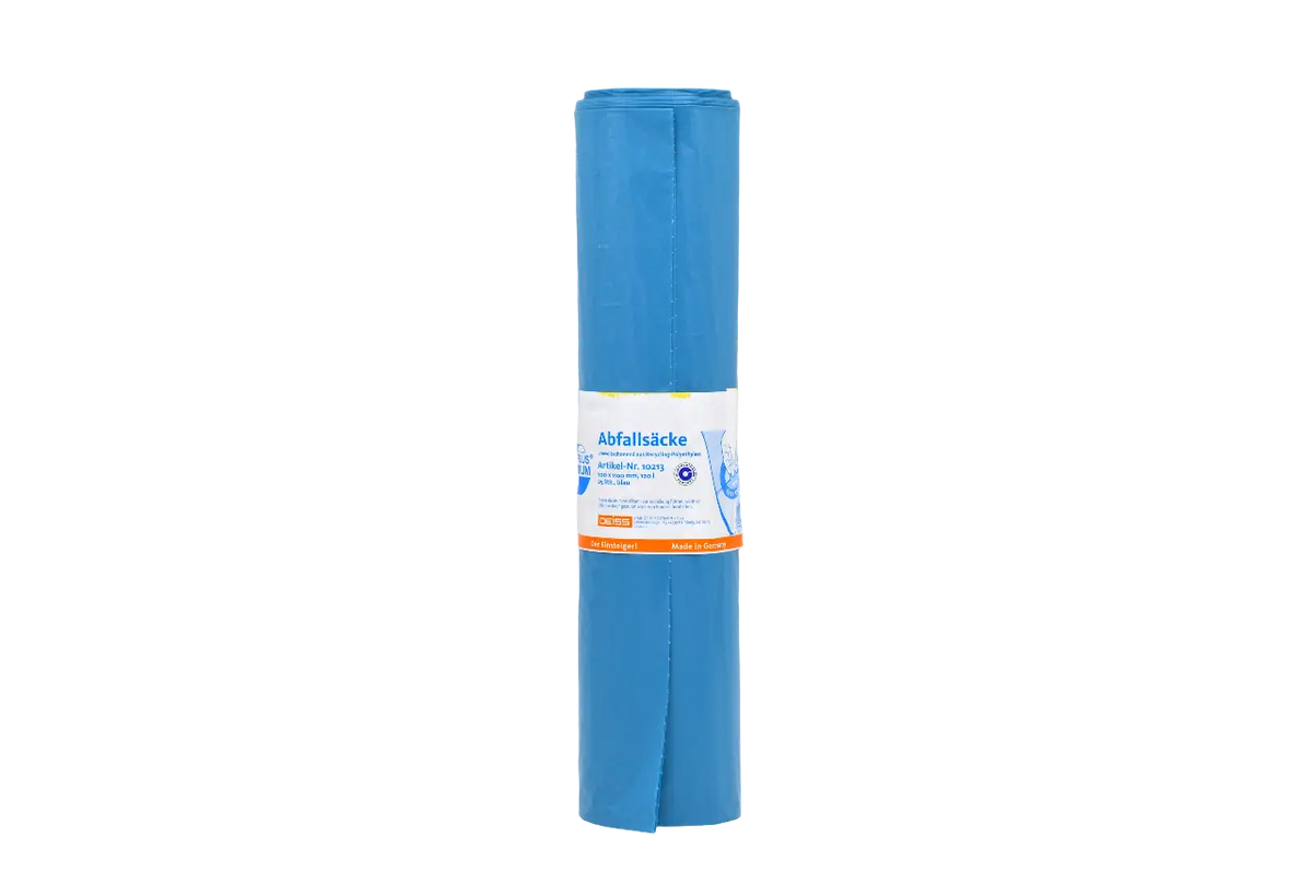 DEISS PREMIUM PLUS Müllsack 120 Liter blau Der Einsteiger, klimaneutral - Medical Deal
