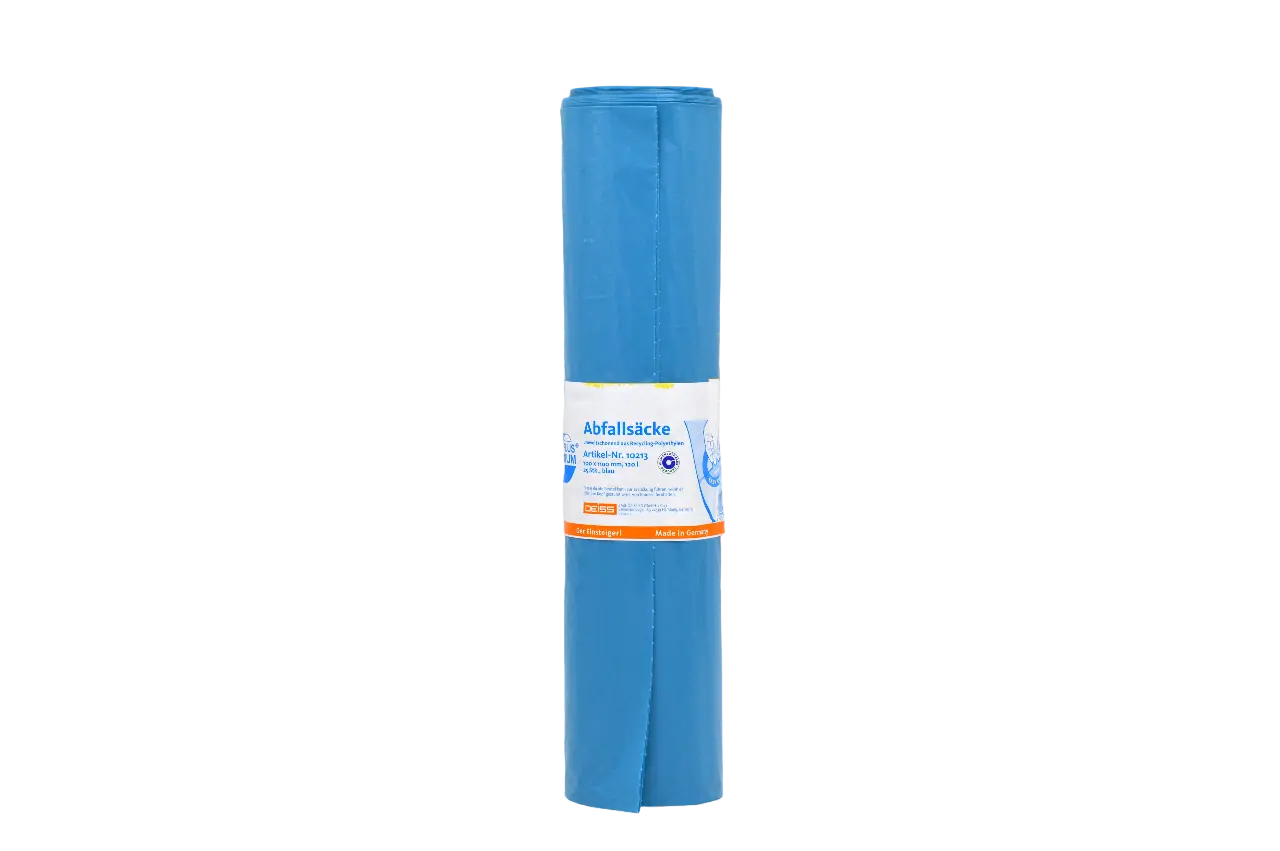 DEISS PREMIUM Abfallsäcke 120 Liter, Recycling-LDPE blau - Medical Deal